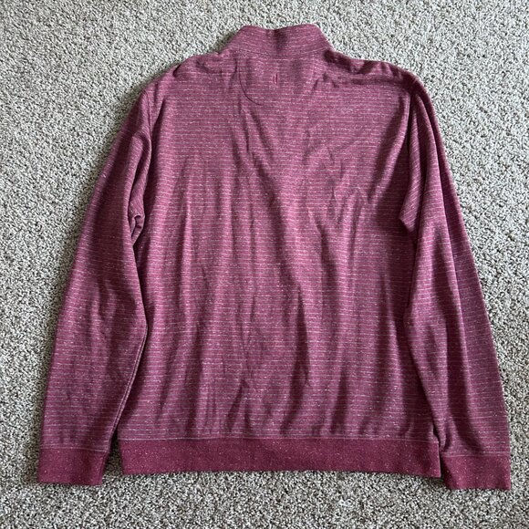 Johnnie-O Mens XL Burgundy Quarter-Zip Pullover Striped Long Sleeve - Picture 5 of 10